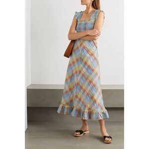 Ganni Multicolor Checkered Midi Dress